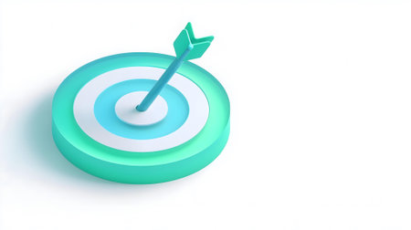 3d rendering of a target with arrow in the center on white background.ai generatedの素材