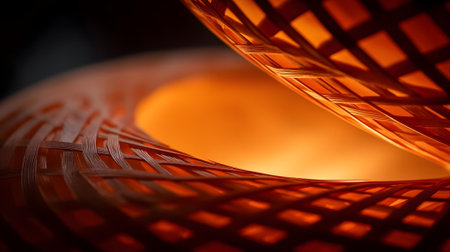 Close-up of wicker basket in orange and black tones.ai generatedの素材