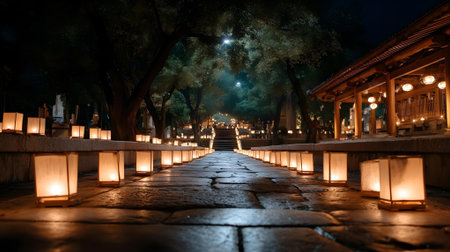 Night view of the ancient city of Lijiang, Yunnan, China.ai generatedの素材