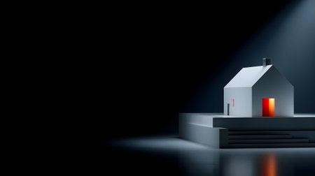3d rendering of a white house on a black background. Real estate concept.ai generatedの素材
