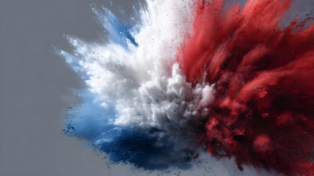 Explosion of colored powder, isolated on gray background. 3D rendering.ai generatedの素材