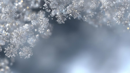 Snowflakes on a blurred background. Christmas background. Copy space.ai generatedの素材
