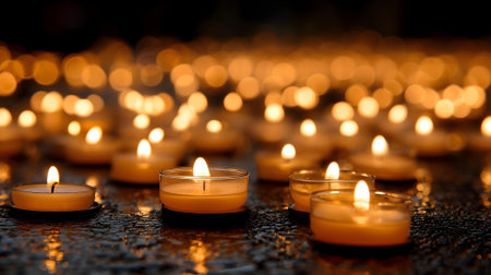 Burning candles on black background with shallow depth of field and selective focus.ai generatedの素材