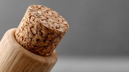 Wine cork on a gray background. Close-up.ai generatedの素材