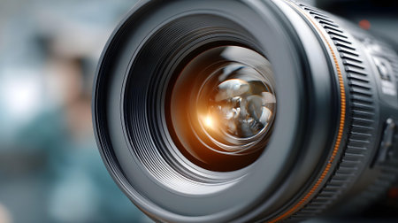 Closeup of a professional camera lens. 3D Rendering.ai generatedの素材