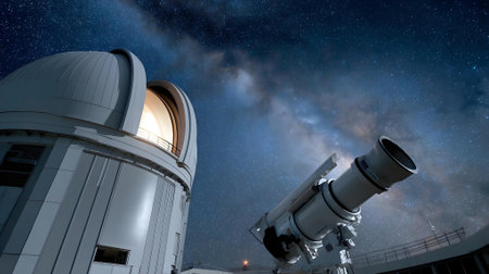 Astronomical observatory in the night sky. 3d rendering.ai generatedの素材