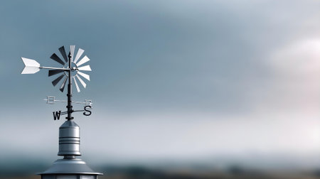 3d illustration of a windmill on a cloudy sky background.ai generatedの素材