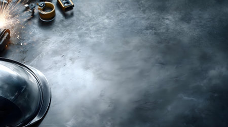 Welding metal with sparks and smoke on a black background.ai generatedの素材