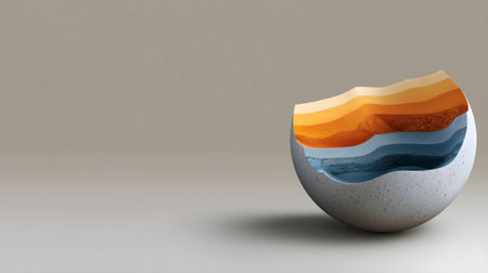 3D rendering of an egg with a colored pattern on a gray background.ai generatedの素材