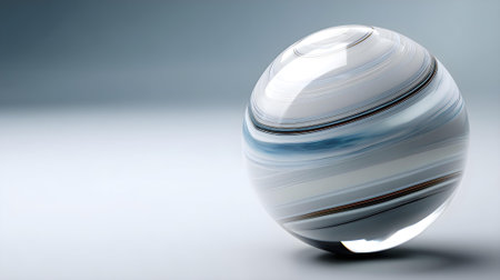 3d rendering of a glass sphere on a gray background with reflection.ai generatedの素材