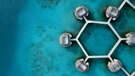Aerial view of a small uninhabited island in the Maldives.ai generatedの素材