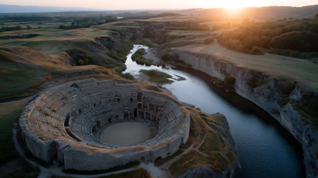 Panoramic aerial view of the ancient .ai generatedの素材