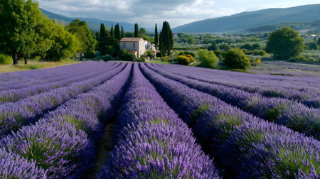 Lavender field in Provence,..ai generatedの素材