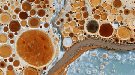 Abstract background of oil bubbles in water. 3d rendering, 3d illustration.ai generatedの素材