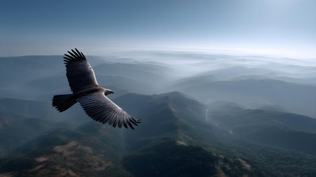 Flying condor over the mountains. 3D render. Clip art.ai generatedの素材