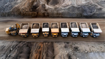 Aerial view of a dump truck working in a coal mine.ai generatedの素材