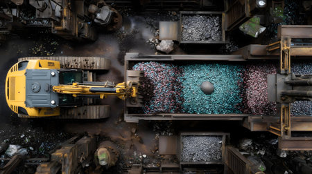 3D illustration of a construction site with cranes and excavators.ai generatedの素材