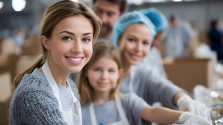 portrait of smiling female staff in warehouse, focus on blonde woman.ai generatedの素材