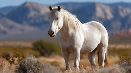 White Horse in the Utah Desert, United States of America, USA.ai generatedの素材