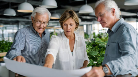 Senior business people working together in creative office. Selective focus.ai generatedの素材