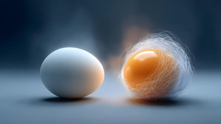 Eggs in the smoke. 3D illustration. Copy space.ai generatedの素材