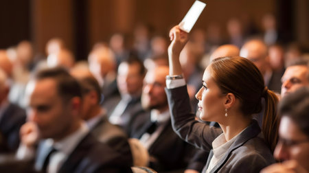 Speaker at Business Conference and Presentation. Audience at the conference hall. Business and Entrepreneurship.ai generatedの素材