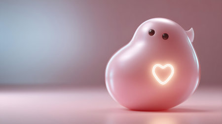 Pink piggy bank with heart shape inside. 3D Rendering.ai generatedの素材