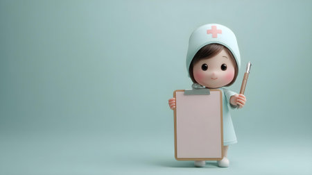 Nurse with stethoscope and clipboard. 3d rendering.ai generatedの素材