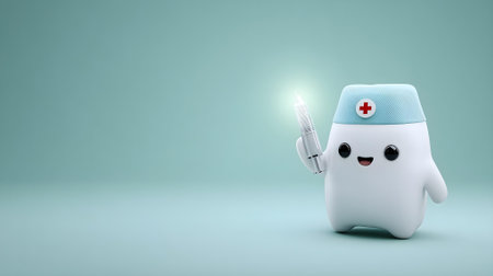3d rendering of a cute cartoon character wearing a medical cap.ai generatedの素材