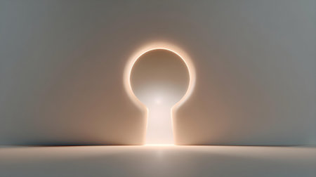 Light coming out of a keyhole, 3d rendering. Computer digital drawing.ai generatedの素材