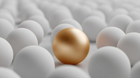 3d render of golden egg among white eggs. Concept of leadership and success.ai generatedの素材