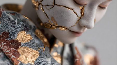 Portrait of a beautiful girl with a painted face, close-up.ai generatedの素材