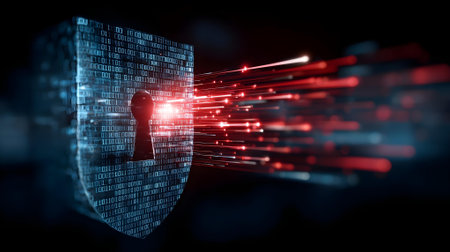 Cyber security and information safety concept. 3d rendering double exposure.ai generatedの素材