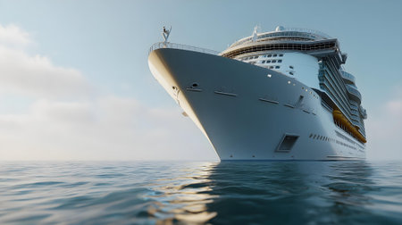 cruise ship in the sea, 3d render illustration of a cruise ship.ai generatedの素材