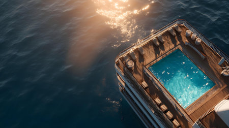 Cruise ship in the sea. View from above. 3d render.ai generatedの素材