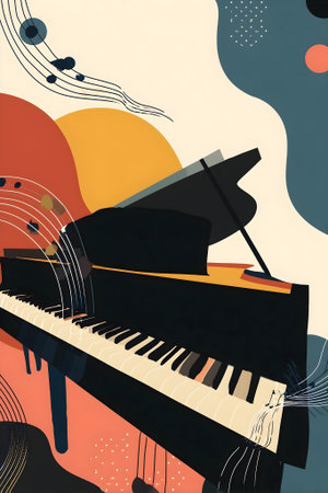 Vector illustration of piano on abstract background. Music concept. Musical instruments.ai generatedの素材