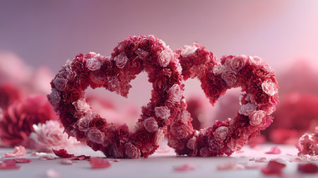 Valentine's day background with heart-shaped rose petals.ai generatedの素材