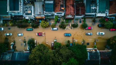 Heavy flooding from monsoon rain .ai generatedの素材