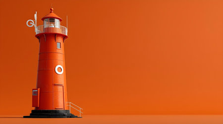 3d rendering of red lighthouse on orange background. This is a 3d render illustration.ai generatedの素材