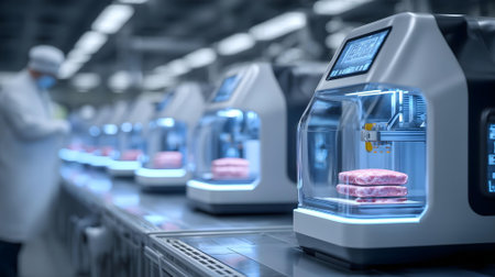 3d rendering of a meat production line in a modern factory.ai generatedの素材