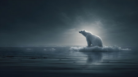 Polar bear on the ice floe. 3d rendered illustration.ai generatedの素材