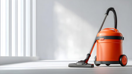 Modern orange vacuum cleaner on the floor in the room. 3d rendering.ai generatedの素材