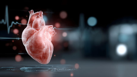 Human heart on abstract background. 3d rendering toned image double exposure.ai generatedの素材