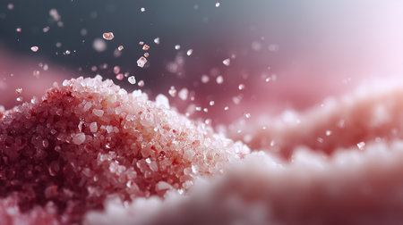 Himalayan pink salt crystals on dark background. 3D renderingの素材