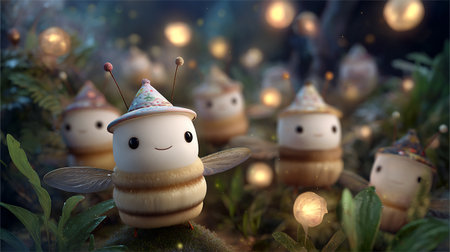 Cute snail in the forest. 3d illustration. Festive background.Christmasの素材