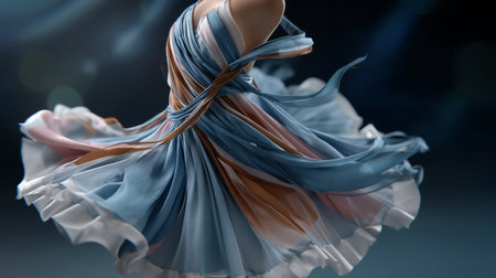 3d rendering of a female ballet dancer in blue and pink dressの素材