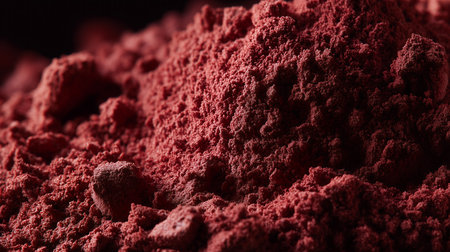 close up of red cocoa powder on dark background, shallow depth of fieldの素材