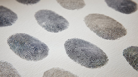 Fingerprint print on white background. Close-up shot.の素材