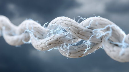 Digital illustration of a brain in digital background. 3D rendering.の素材