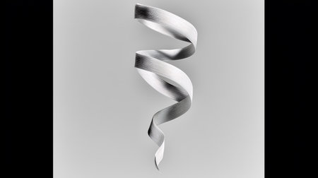 Silver ribbon on a black and white background. 3d rendering.の素材